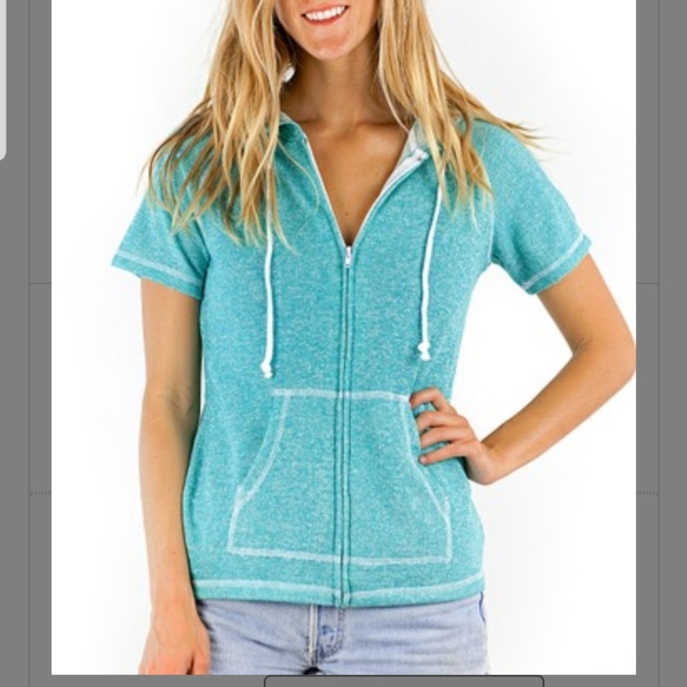 Womens Zip-up Short-sleeve Hoodie